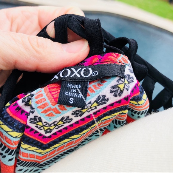 XOXO Funky Bright Color Top with Waist Tie - Picture 5 of 8